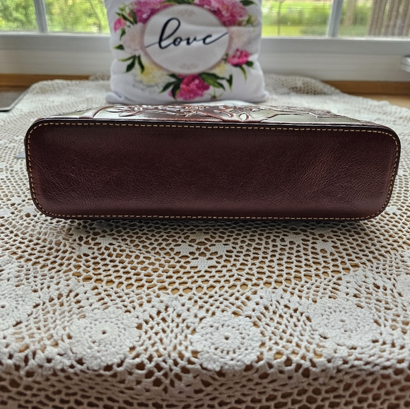 PIJUSHI ROSE CROSSBODY EMBOSSED LEATHER BROWN. - Picture 4 of 16